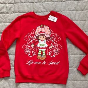 NWT Juniors S Sweatshirt Strawberry Shortcake Pink Red Cotton Blend Fleece